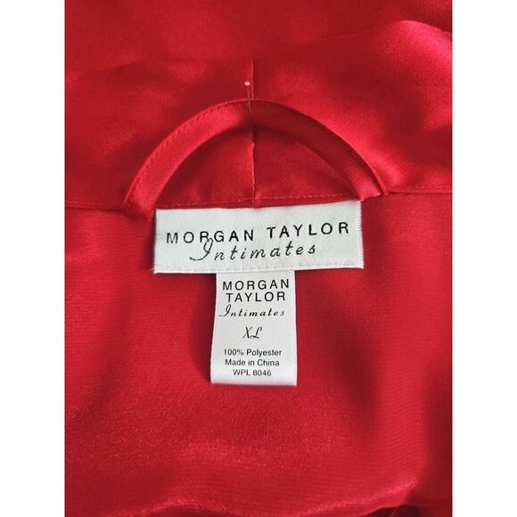 Morgan Taylor Intimates ~Woman Size XL~ Red Satin Robe Kimono NWT. - Picture 2 of 13